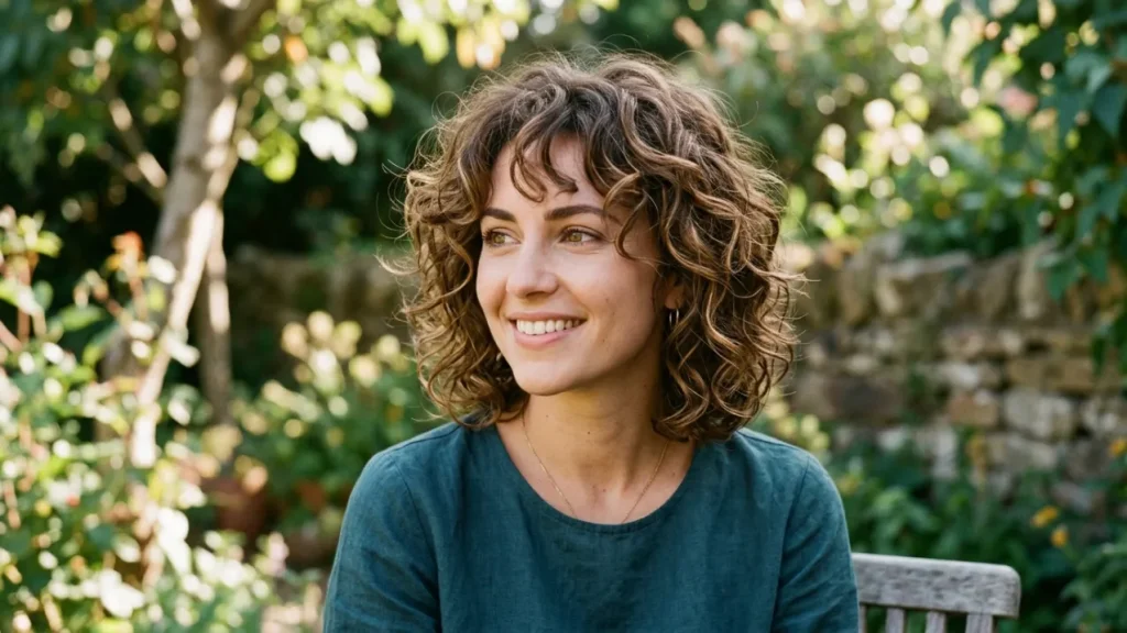Soft Layered Curly Bob with Natural Volume