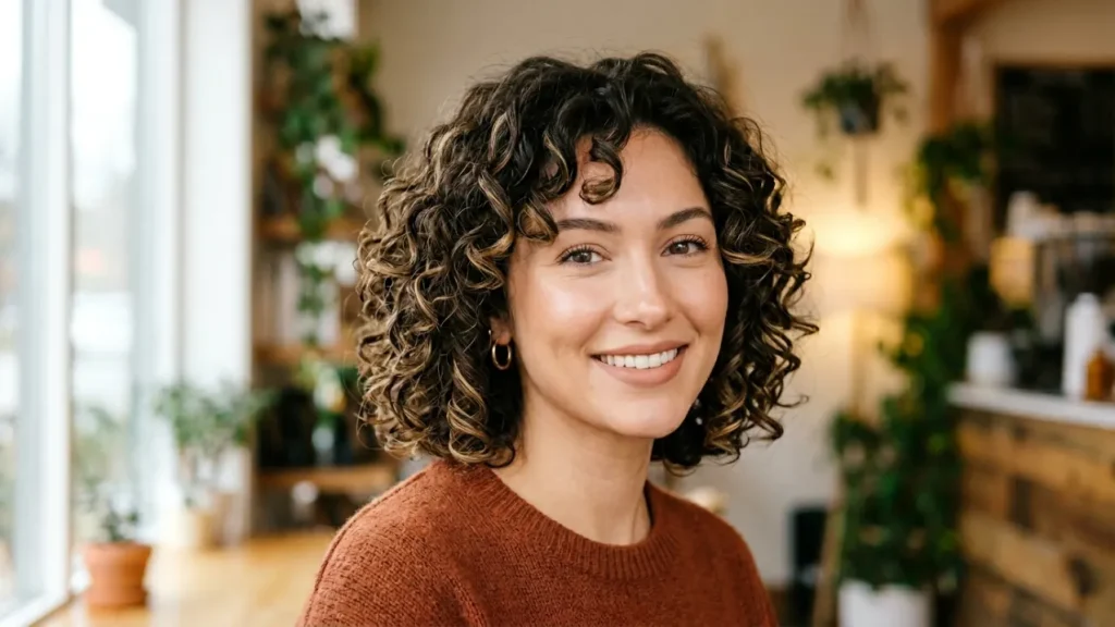 Curly Bob with Face-Framing Layers