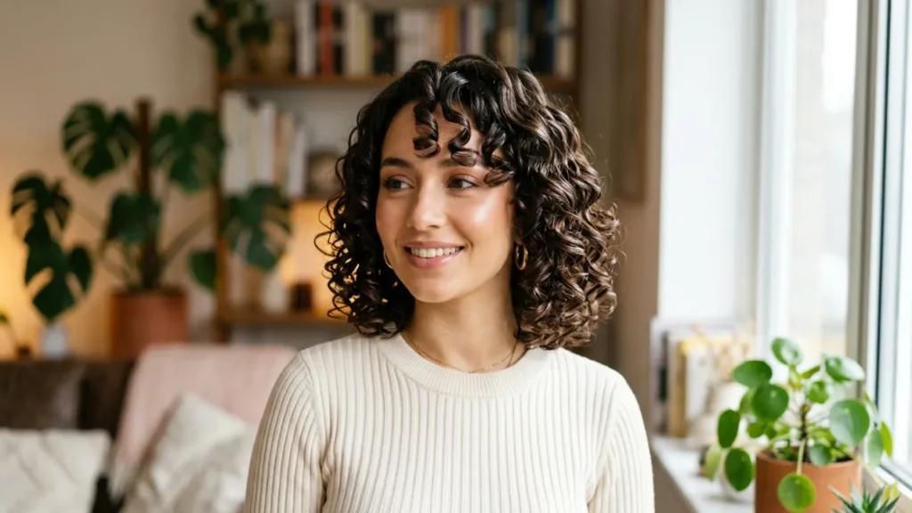 Curly Bob with Glossy Finish