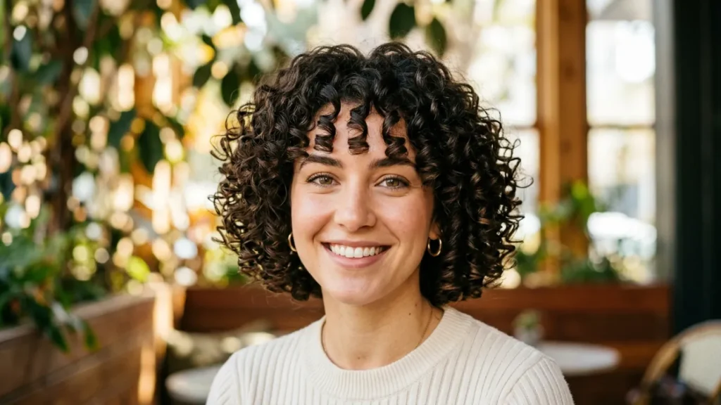 Chin-Length Curly Bob with Defined Ringlets