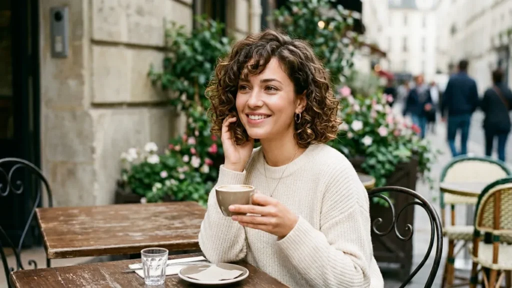 Curly Bob with Side-Swept Bangs