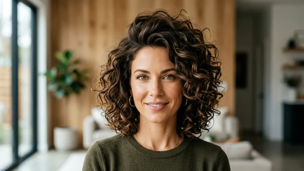 Curly Bob with Layered Volume Crown