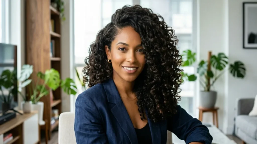 Curly Bob with Side Part Elegance