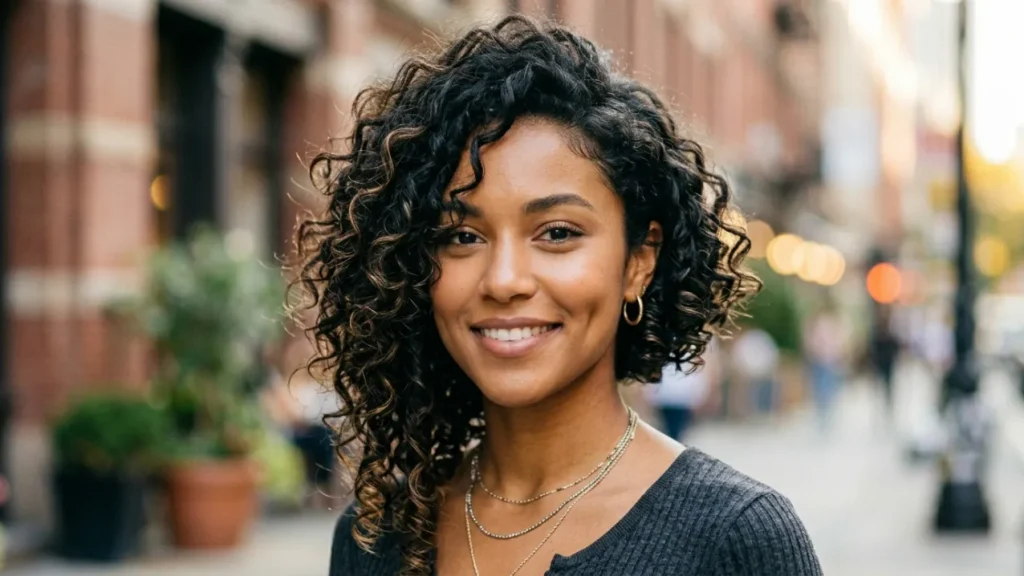 Asymmetrical Curly Bob Cut
