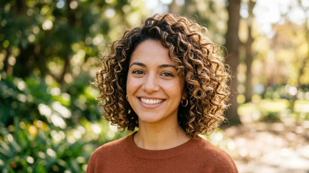 Curly Bob with Subtle Highlights
