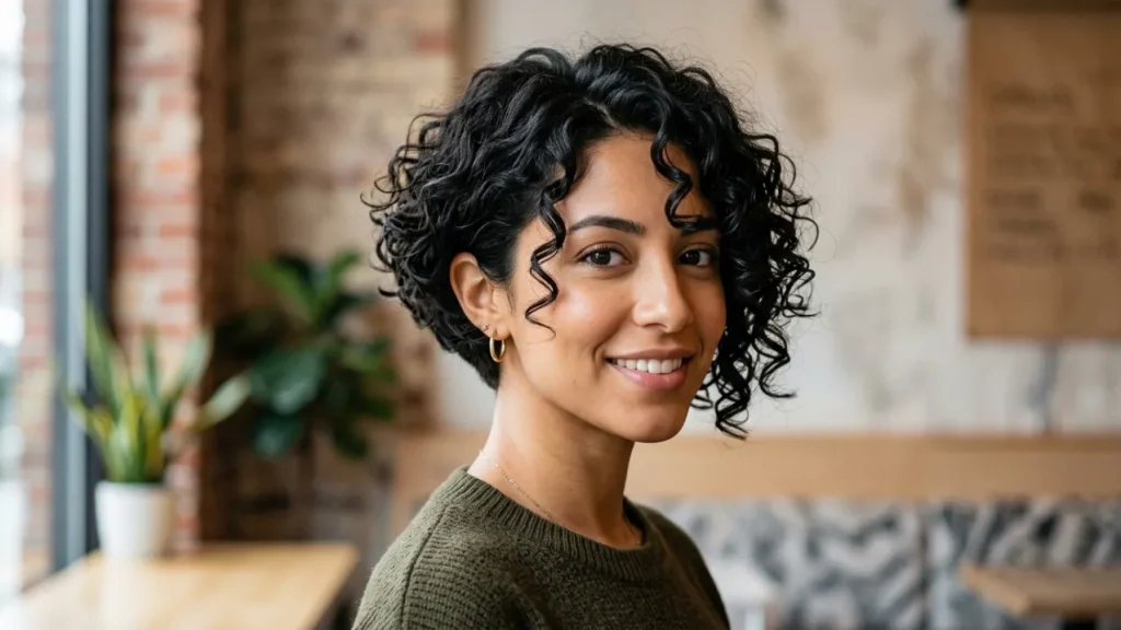 Short Curly Bob with Tapered Back