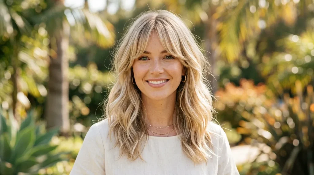 Soft Blonde Curtain Bangs